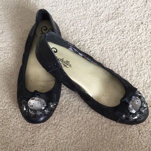 Seychelles black leather embellished flat